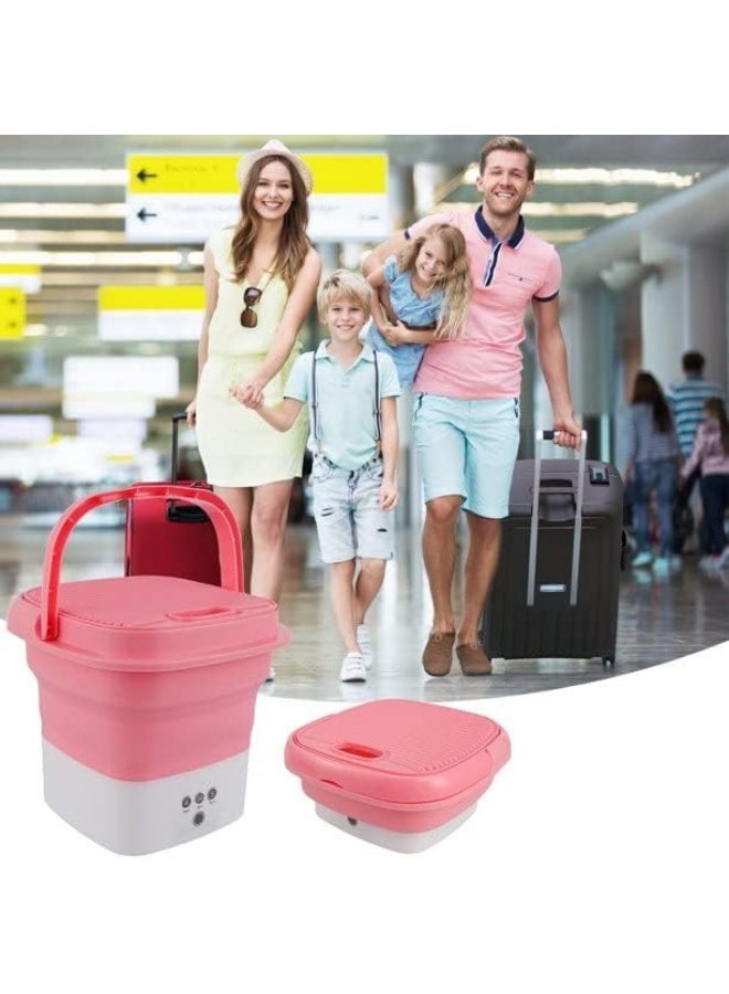 غسالة صغيرة محمولة وقابلة للطي ومجفف دوار، غسالة صغيرة قابلة للطي للتخييم والسيارة الترفيهية والسفر والمساحات الصغيرة، خفيفة الوزن وسهلة الحمل (بينك بلاستيك) - Image 3